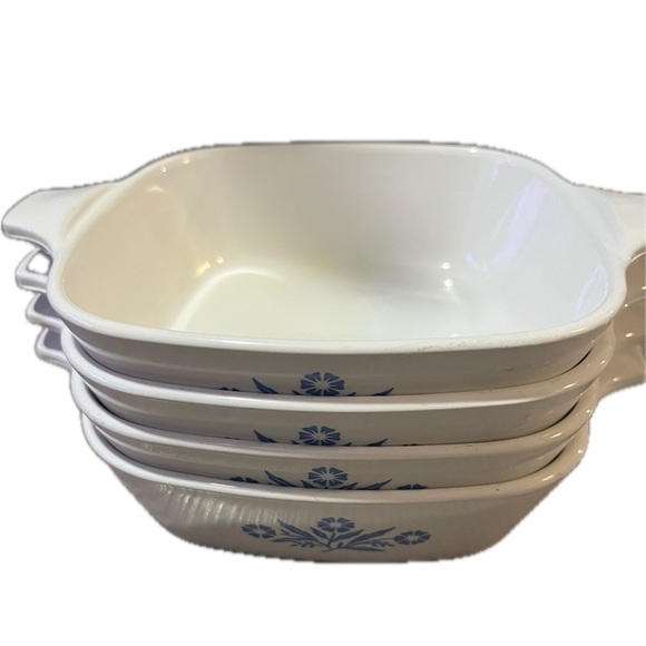 Corning ware P-41-B 12oz. made in USA White Dishes with Blue Cornflower (4) - Picture 10 of 10